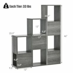 Costway Bookshelf Free Combination Bookcase Storage Organizer Display Shelf Gray