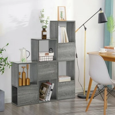 Costway Bookshelf Free Combination Bookcase Storage Organizer Display Shelf Gray 4 Costway Bookshelf Free Combination Bookcase Storage Organizer Display Shelf Gray - Image 2