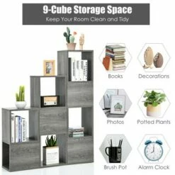 Costway Bookshelf Free Combination Bookcase Storage Organizer Display Shelf Gray 14 Costway Bookshelf Free Combination Bookcase Storage Organizer Display Shelf Gray -Bookshelves Sales Shop unnamed file 3009