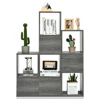 Costway Bookshelf Free Combination Bookcase Storage Organizer Display Shelf Gray 9 Costway Bookshelf Free Combination Bookcase Storage Organizer Display Shelf Gray - Image 7