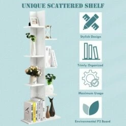 Costway Open Concept Bookshelf Plant Display Shelf Rack Storage Holder Wooden White -Bookshelves Sales Shop unnamed file 3015