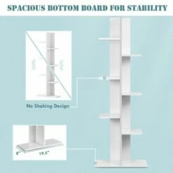 Costway Open Concept Bookshelf Plant Display Shelf Rack Storage Holder Wooden White -Bookshelves Sales Shop unnamed file 3017