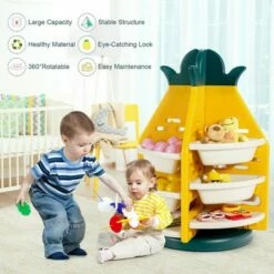Costway Kids Toy Storage Organizer 360° Revolving Pineapple Shelf w/Plastic Bins -Bookshelves Sales Shop unnamed file 3024