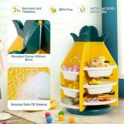 Costway Kids Toy Storage Organizer 360° Revolving Pineapple Shelf w/Plastic Bins -Bookshelves Sales Shop unnamed file 3027