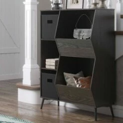 Woodbury Storage Cabinet with Cubbies and Veggie Bins and 2pc Bin Woodgrain - RiverRidge Home
