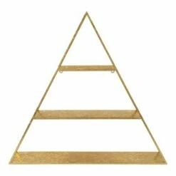 26.5" x 28" Tildan Three-Tier Triangle Wood and Metal Wall Shelf - Kate & Laurel All Things Decor Gold