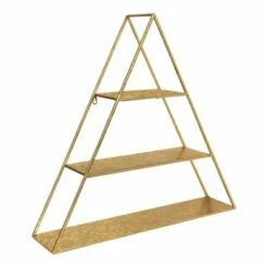 26.5" x 28" Tildan Three-Tier Triangle Wood and Metal Wall Shelf - Kate & Laurel All Things Decor Gold -Bookshelves Sales Shop unnamed file 3103