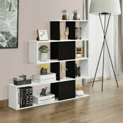 Costway 5-Tier Bookshelf Corner Ladder Bookcase Display Storage Rack Black White -Bookshelves Sales Shop unnamed file 3109