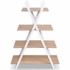 Costway 4-Tier Bookshelf Storage Display Shelves Bookcase Ladder X-Shape Brown/Black -Bookshelves Sales Shop unnamed file 3135