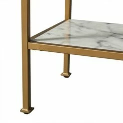 72" Marmo Large 5 Tier Display Shelf Faux Marble/Brass - Teamson Home