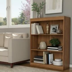 Hastings Home 3-Tier Open Front Bookshelf, Brown