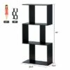Costway 3-tier S-Shaped Bookcase Free Standing Storage Rack Wooden Display Decor Black -Bookshelves Sales Shop unnamed file 3218