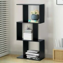 Costway 3-tier S-Shaped Bookcase Free Standing Storage Rack Wooden Display Decor Black 13 Costway 3-tier S-Shaped Bookcase Free Standing Storage Rack Wooden Display Decor Black -Bookshelves Sales Shop unnamed file 3220