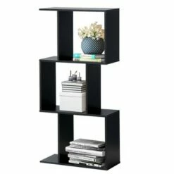 Costway 3-tier S-Shaped Bookcase Free Standing Storage Rack Wooden Display Decor Black 15 Costway 3-tier S-Shaped Bookcase Free Standing Storage Rack Wooden Display Decor Black -Bookshelves Sales Shop unnamed file 3222