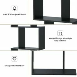 Costway 3-tier S-Shaped Bookcase Free Standing Storage Rack Wooden Display Decor Black 19 Costway 3-tier S-Shaped Bookcase Free Standing Storage Rack Wooden Display Decor Black -Bookshelves Sales Shop unnamed file 3226