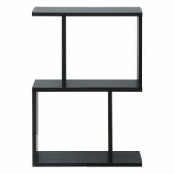 Costway 2-tier S-Shaped Bookcase Free Standing Storage Rack Wooden Display Decor Black -Bookshelves Sales Shop unnamed file 3231