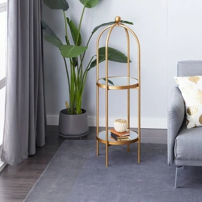 Olivia & May Glam Metal Shelving Unit Gold - Olivia & May 4 Olivia & May Glam Metal Shelving Unit Gold - Olivia & May - Image 2