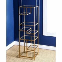 62" Rowledge Gold Glass Book Shelf Gold - Abbyson Living