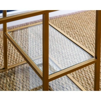 62" Rowledge Gold Glass Book Shelf Gold - Abbyson Living 4 62" Rowledge Gold Glass Book Shelf Gold - Abbyson Living - Image 2