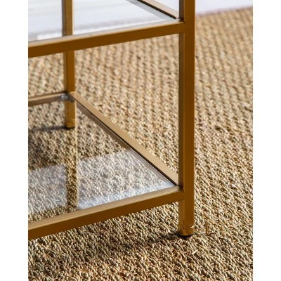 62" Rowledge Gold Glass Book Shelf Gold - Abbyson Living 6 62" Rowledge Gold Glass Book Shelf Gold - Abbyson Living - Image 4