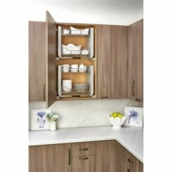 Rev-A-Shelf 5PD-24CRN 24-Inch Convenient Heavy-Duty 2-Tier Mounted Wall Cabinet Pull-Down Shelving System