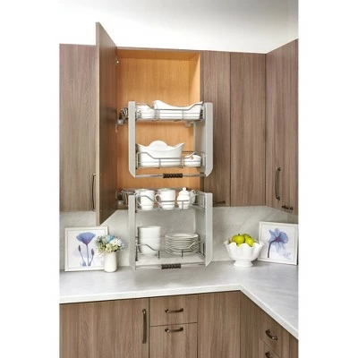 Rev-A-Shelf 5PD-24CRN 24-Inch Convenient Heavy-Duty 2-Tier Mounted Wall Cabinet Pull-Down Shelving System 4 Rev-A-Shelf 5PD-24CRN 24-Inch Convenient Heavy-Duty 2-Tier Mounted Wall Cabinet Pull-Down Shelving System - Image 2