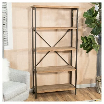 Perth 68.5" 5-Shelf Industrial Bookcase Antique - Christopher Knight Home 4 Perth 68.5" 5-Shelf Industrial Bookcase Antique - Christopher Knight Home - Image 2