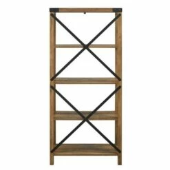 Sophie Rustic Farmhouse X Frame Bookshelf - Saracina Home Gray Wash -Bookshelves Sales Shop unnamed file 3376