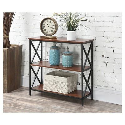 29.25" Tucson 3 Tier Bookcase Black/Cherry - Breighton Home 4 29.25" Tucson 3 Tier Bookcase Black/Cherry - Breighton Home - Image 2