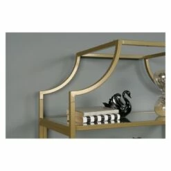 71" International Luxury Bookshelf Satin Gold Finish - Sauder