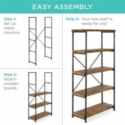 Best Choice Products 5-Tier Rustic Industrial Bookshelf Display Décor Accent w/ Metal Frame, Wood Shelves 15 Best Choice Products 5-Tier Rustic Industrial Bookshelf Display Décor Accent w/ Metal Frame, Wood Shelves -Bookshelves Sales Shop unnamed file 3415