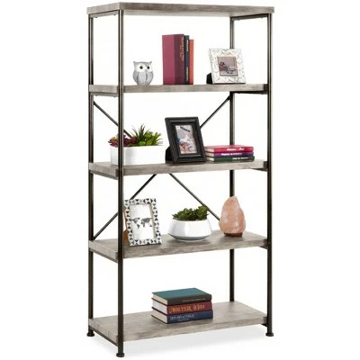Best Choice Products 5-Tier Rustic Industrial Bookshelf Display Décor Accent w/ Metal Frame, Wood Shelves 10 Best Choice Products 5-Tier Rustic Industrial Bookshelf Display Décor Accent w/ Metal Frame, Wood Shelves - Image 8