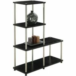 41.75" Designs2Go 4 Tier Multi Shelf L Bookshelf - Breighton Home Black