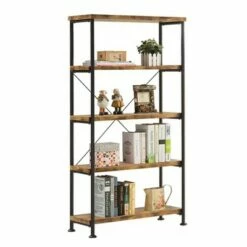 Coaster Furniture Barritt Collection 5 Shelf Durable Heavy Duty Steel Metal 63 inch Bookcase Shelf, Antique Nutmeg Finish with Black Metal Frame -Bookshelves Sales Shop unnamed file 3496