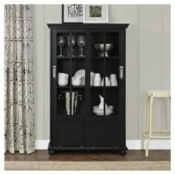 Capewood Bookcase with Sliding Glass Doors 51" - Room & Joy Black -Bookshelves Sales Shop unnamed file 3501