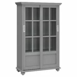 Capewood Bookcase with Sliding Glass Doors 51" - Room & Joy Black -Bookshelves Sales Shop unnamed file 3505
