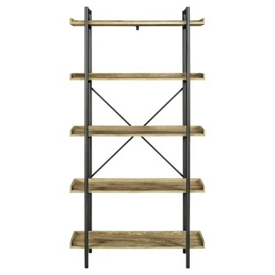 68" 5 Tray Shelf Urban Pipe X Back Bookshelf - Saracina Home Driftwood 5 68" 5 Tray Shelf Urban Pipe X Back Bookshelf - Saracina Home Driftwood - Image 3