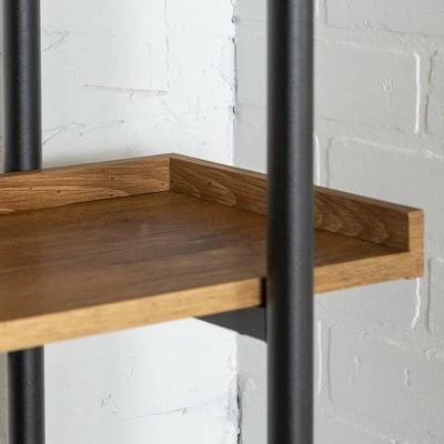 68" 5 Tray Shelf Urban Pipe X Back Bookshelf - Saracina Home Driftwood 6 68" 5 Tray Shelf Urban Pipe X Back Bookshelf - Saracina Home Driftwood - Image 4