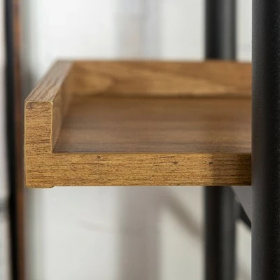 68" 5 Tray Shelf Urban Pipe X Back Bookshelf - Saracina Home Driftwood 7 68" 5 Tray Shelf Urban Pipe X Back Bookshelf - Saracina Home Driftwood - Image 5