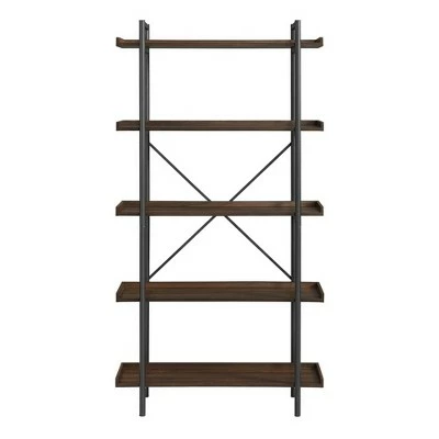 68" 5 Tray Shelf Urban Pipe X Back Bookshelf - Saracina Home Driftwood 11 68" 5 Tray Shelf Urban Pipe X Back Bookshelf - Saracina Home Driftwood - Image 9