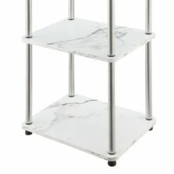 63.25" No Tools 5 Tier Tower - Breighton Home Faux White Marble/chrome -Bookshelves Sales Shop unnamed file 3527