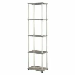 63.25" No Tools 5 Tier Tower - Breighton Home Faux White Marble/chrome -Bookshelves Sales Shop unnamed file 3529