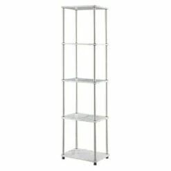 63.25" No Tools 5 Tier Tower - Breighton Home Faux White Marble/chrome -Bookshelves Sales Shop unnamed file 3530
