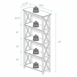Montego 5-Shelf Bookcase - Flora Home White -Bookshelves Sales Shop unnamed file 3548