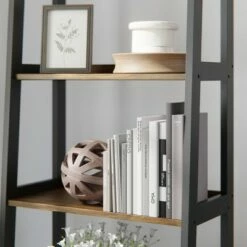 67" Annabelle 5 Tier Ladder Bookcase - Brookside Home Black/white