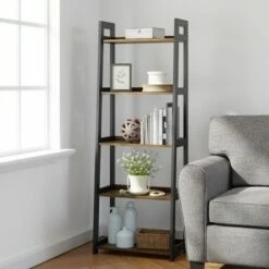 67" Annabelle 5 Tier Ladder Bookcase - Brookside Home Black/white -Bookshelves Sales Shop unnamed file 3558