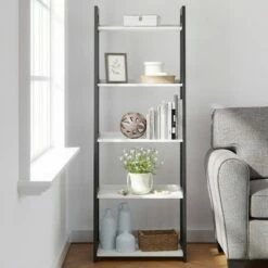 67" Annabelle 5 Tier Ladder Bookcase - Brookside Home Black/white -Bookshelves Sales Shop unnamed file 3559