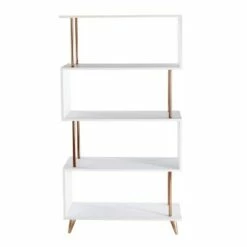 60.5" Bucklon Assymetrical Etagere White/Champagne - Aiden Lane