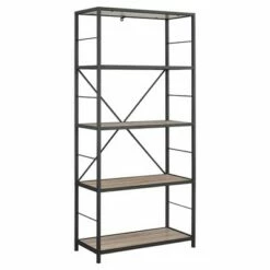 63" Rustic Industrial Farmhouse 4 Shelf Tall Bookshelf - Saracina Home Barnwood -Bookshelves Sales Shop unnamed file 3620