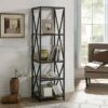 61" Modern Farmhouse X Frame Metal and Wood Media Bookshelf - Saracina Home Driftwood 1 61" Modern Farmhouse X Frame Metal and Wood Media Bookshelf - Saracina Home Driftwood -Bookshelves Sales Shop unnamed file 3629